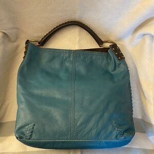 Boho Teal Blue Leather Women's Bag
